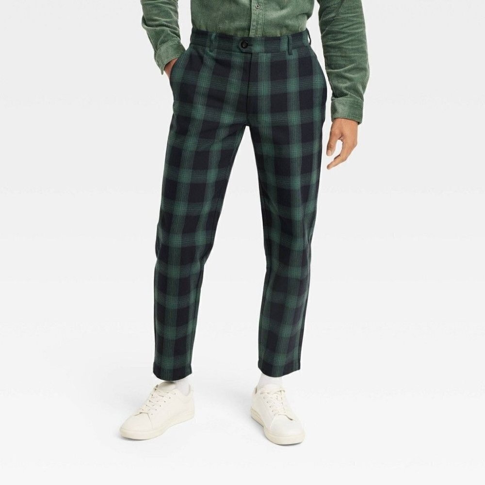 Plaid Tailored Suit Pants | Houston White | Green 30x32